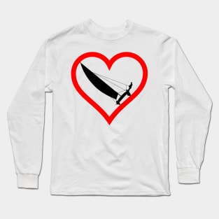 Red heart contour with catamaran Long Sleeve T-Shirt